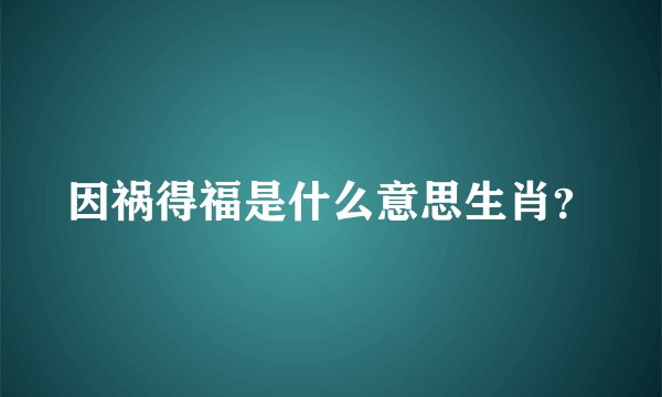 因祸得福是什么意思生肖？