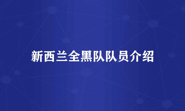 新西兰全黑队队员介绍