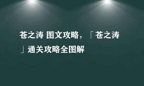 苍之涛 图文攻略，「苍之涛」通关攻略全图解