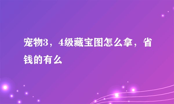 宠物3，4级藏宝图怎么拿，省钱的有么
