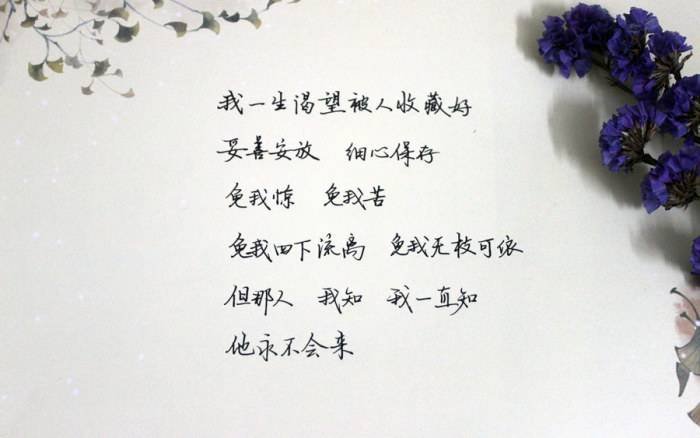 我一生渴望被藏好，免我苦，免我惊。出自哪里