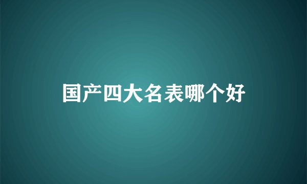 国产四大名表哪个好