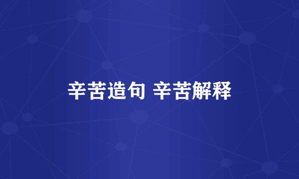 辛苦造句 辛苦解释