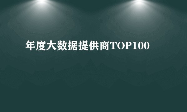 年度大数据提供商TOP100