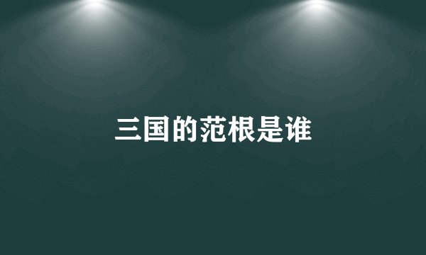 三国的范根是谁