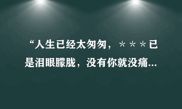 “人生已经太匆匆，＊＊＊已是泪眼朦胧，没有你就没痛，将往事留在风中”这是哪首歌的歌词？