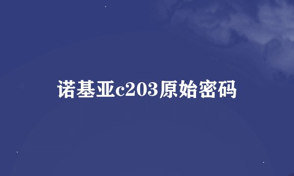 诺基亚c203原始密码