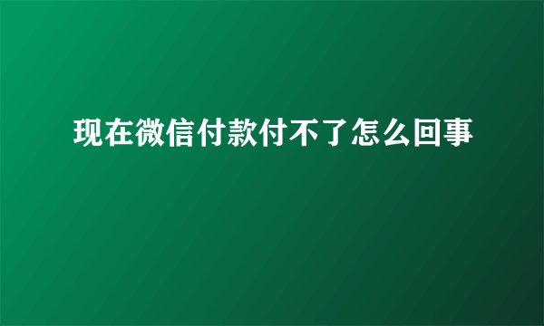 现在微信付款付不了怎么回事