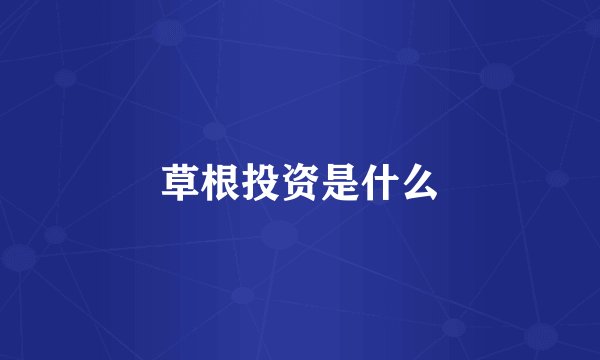 草根投资是什么