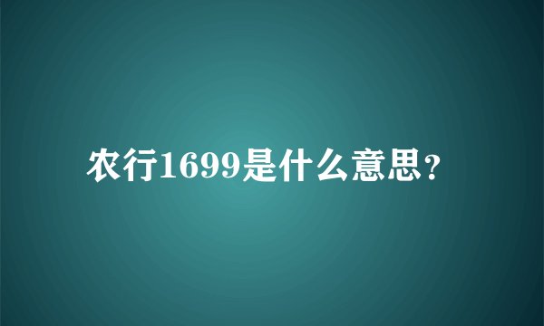 农行1699是什么意思？