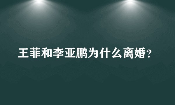 王菲和李亚鹏为什么离婚？