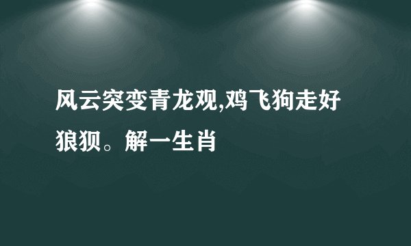 风云突变青龙观,鸡飞狗走好狼狈。解一生肖