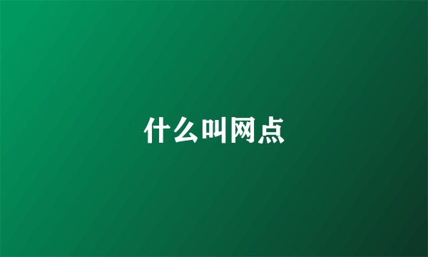 什么叫网点