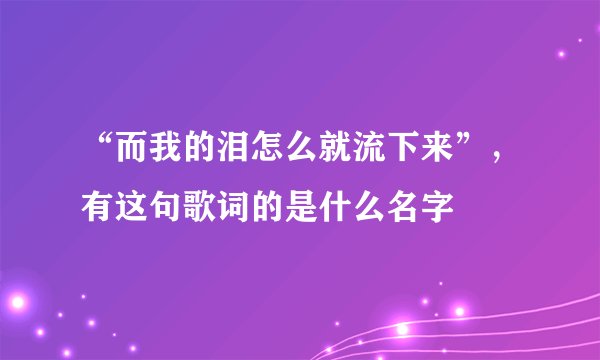 “而我的泪怎么就流下来”，有这句歌词的是什么名字
