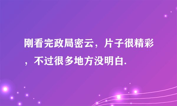 刚看完政局密云,片子很精彩,不过很多地方没明白.