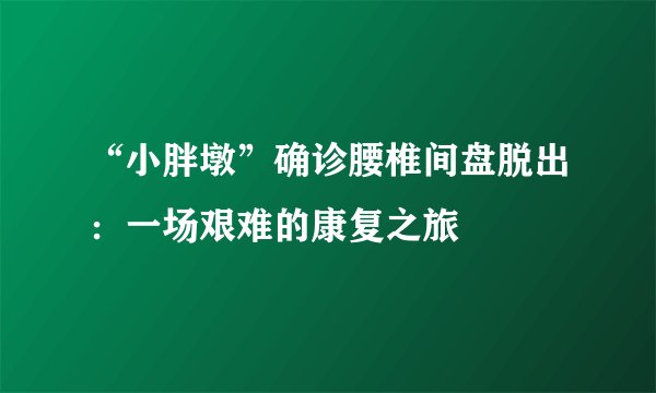 “小胖墩”确诊腰椎间盘脱出：一场艰难的康复之旅