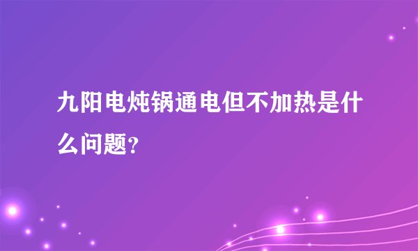 九阳电炖锅通电但不加热是什么问题？