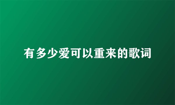 有多少爱可以重来的歌词