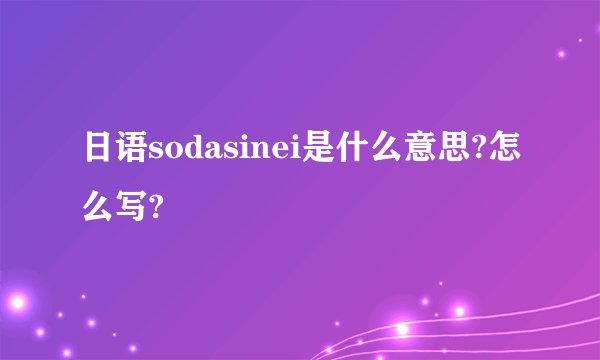 日语sodasinei是什么意思?怎么写?