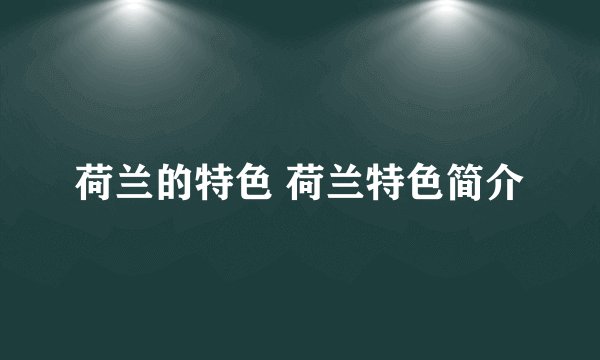 荷兰的特色 荷兰特色简介