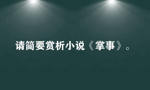 请简要赏析小说《掌事》。
