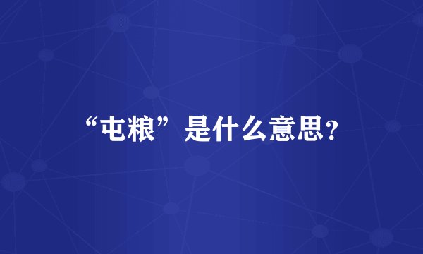 “屯粮”是什么意思？