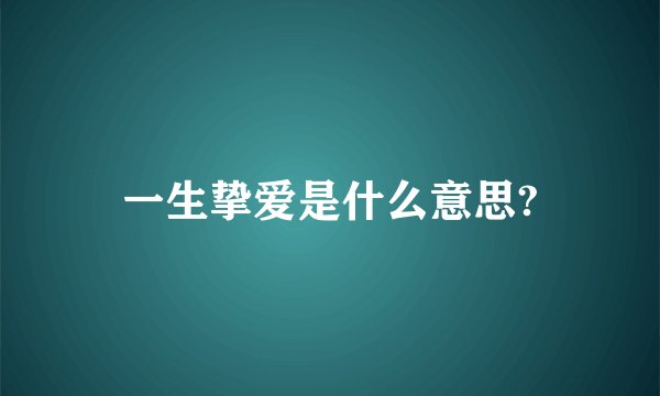 一生挚爱是什么意思?