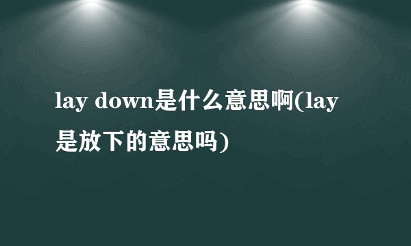 lay down是什么意思啊(lay是放下的意思吗)