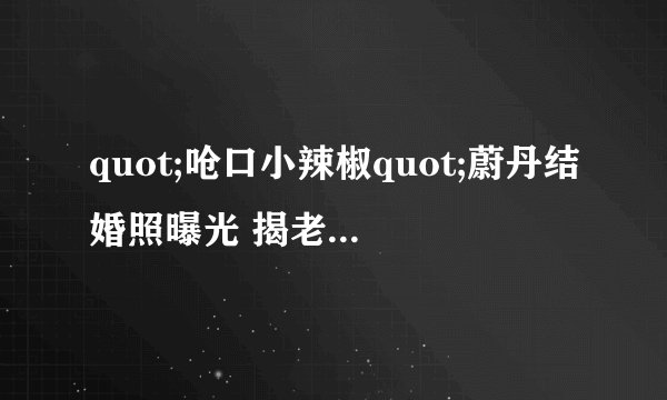 quot;呛口小辣椒quot;蔚丹结婚照曝光 揭老公段黄巍个人资料