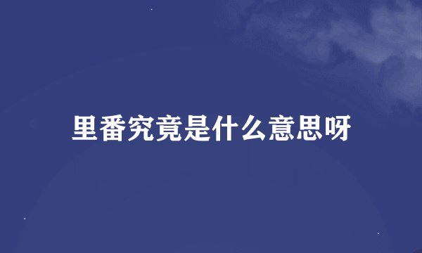 里番究竟是什么意思呀