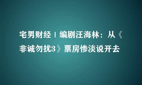 宅男财经｜编剧汪海林：从《非诚勿扰3》票房惨淡说开去