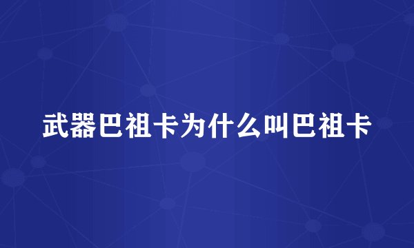 武器巴祖卡为什么叫巴祖卡
