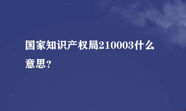 国家知识产权局210003什么意思?