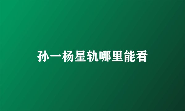孙一杨星轨哪里能看