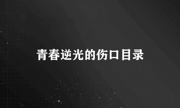 青春逆光的伤口目录