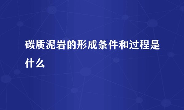 碳质泥岩的形成条件和过程是什么