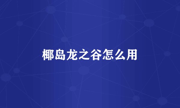 椰岛龙之谷怎么用
