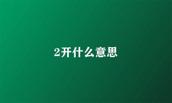 2开什么意思