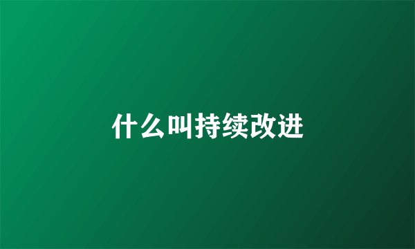 什么叫持续改进