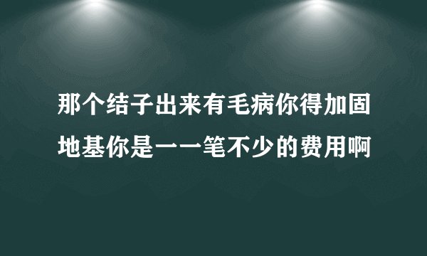 那个结子出来有毛病你得加固地基你是一一笔不少的费用啊