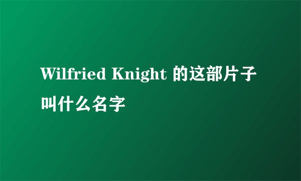 Wilfried Knight 的这部片子叫什么名字