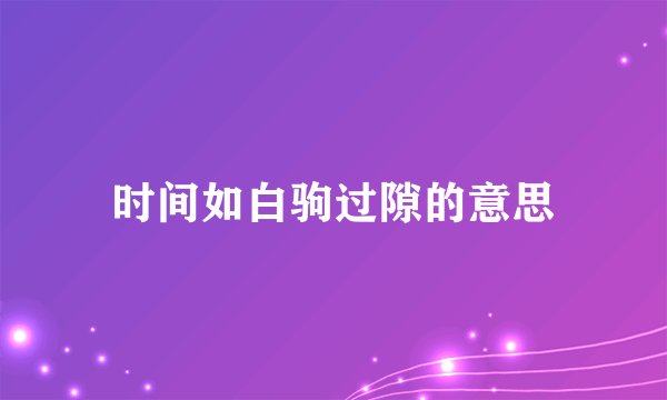 时间如白驹过隙的意思