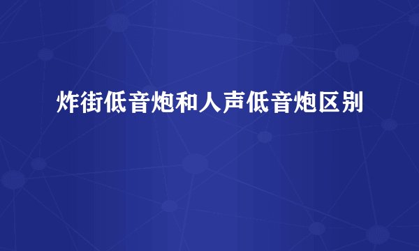 炸街低音炮和人声低音炮区别