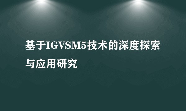 基于IGVSM5技术的深度探索与应用研究