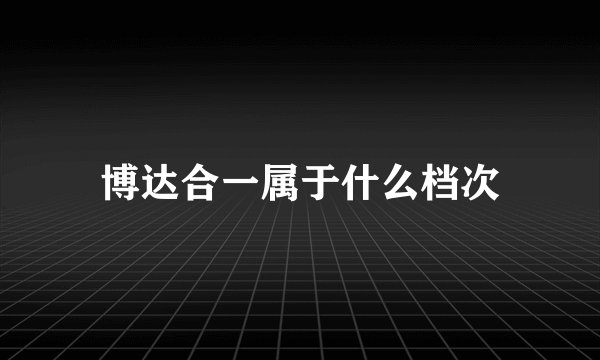 博达合一属于什么档次