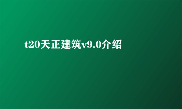 t20天正建筑v9.0介绍