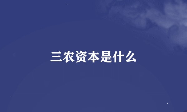 三农资本是什么