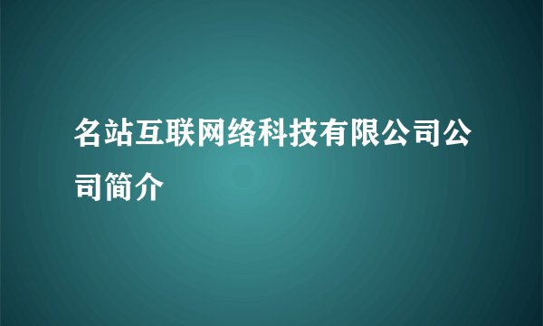 名站互联网络科技有限公司公司简介
