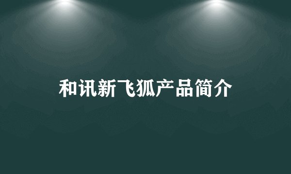 和讯新飞狐产品简介
