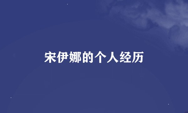 宋伊娜的个人经历